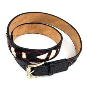 MICHAEL KORS MK Leather Fur Belt Red Black